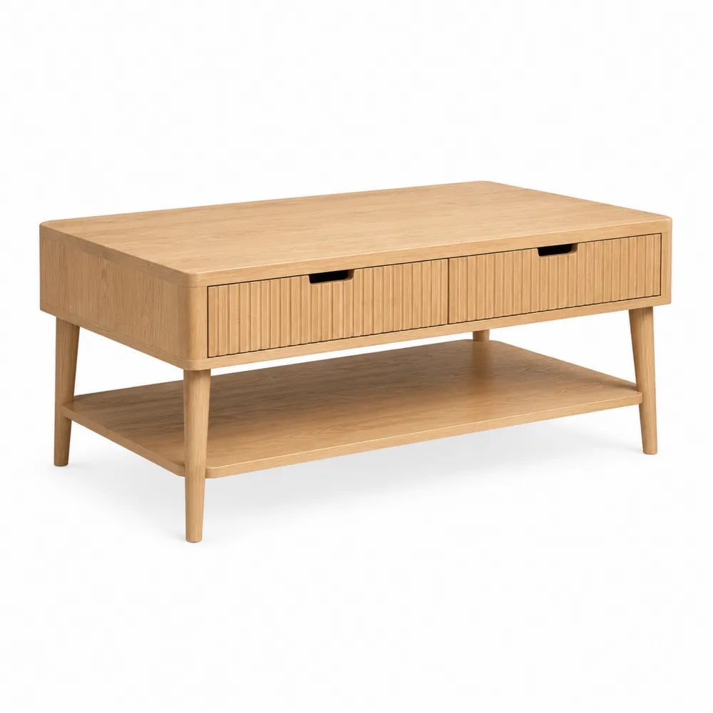 Stolik kawowy z szufladami drewniany 120x60x45 cm