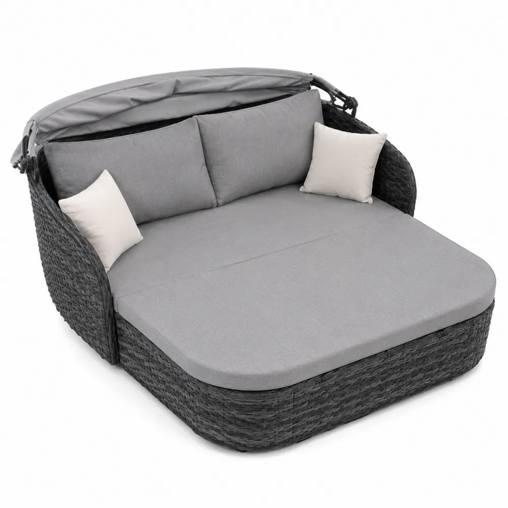 Sofa ogrodowa z technorattanu szare 200x180 cm