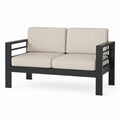 Sofa ogrodowa aluminiowa 2-osobowa beżowa/czarna