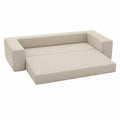 Sofa materiałowa rozkładana beżowa 200x100x40 cm