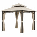 Metalowy pawilon ogrodowy z poliestru 300x300x270 cm beżowy