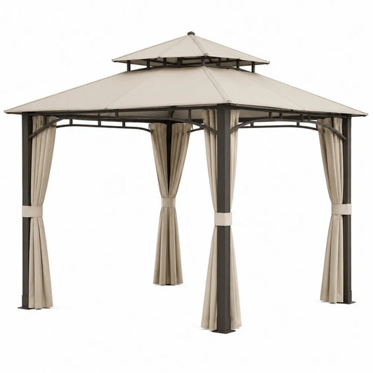 Metalowy pawilon ogrodowy z poliestru 300x300x270 cm beżowy
